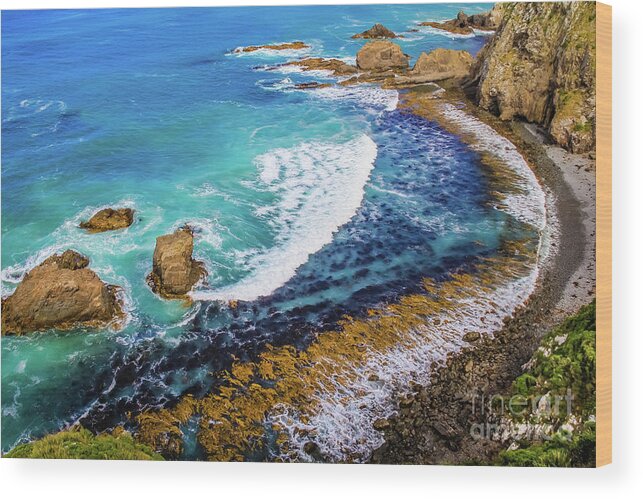 Bay Wood Print featuring the photograph Roaring Bay at Nugget Point by Lyl Dil Creations
