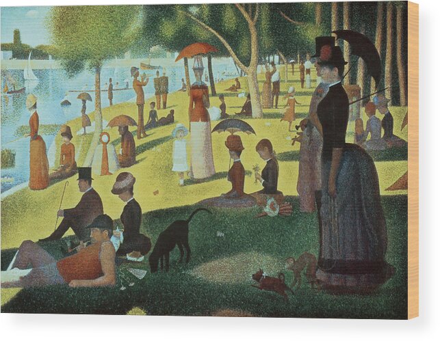 Seurat-sunday Afternoon On The Island Wood Print featuring the mixed media Seurat-sunday Afternoon On The Island by Portfolio Arts Group