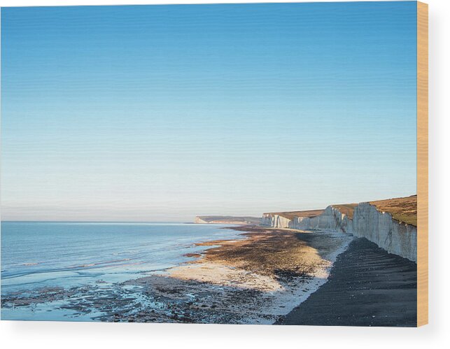 Tranquility Wood Print featuring the photograph Seven Sisters From Birling Gap At Dawn by James Warwick