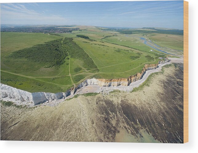 Scenics Wood Print featuring the photograph Seven Sisters, Seaford, East Sussex by Jason Hawkes