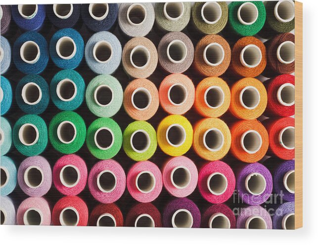 Silky Wood Print featuring the photograph Sewing Threads As A Multicolored by Oksana Shufrych