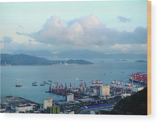 Tranquility Wood Print featuring the photograph Shenzhen Bay And Shekou Port by Wilson.lau