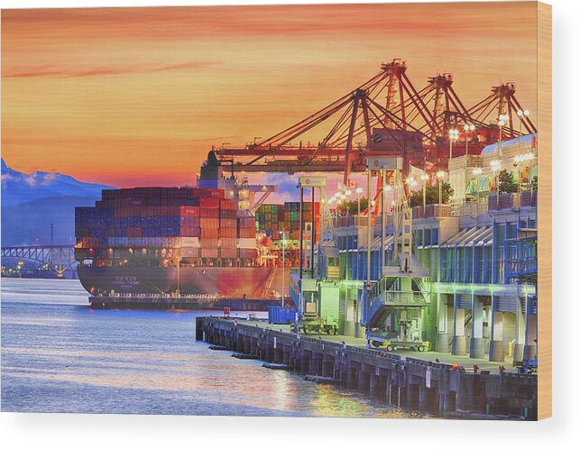 British Columbia Wood Print featuring the photograph Shipping Sunrise by Briand Sanderson