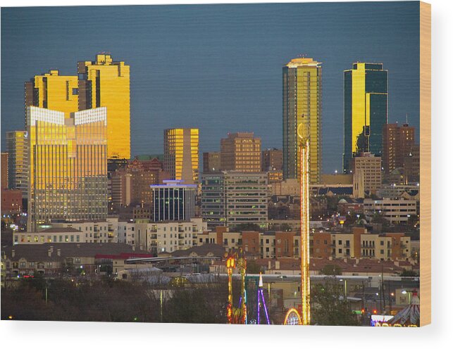 Fort Worth Wood Print featuring the photograph Skyline, Fort Worth, Tx by Donovan Reese