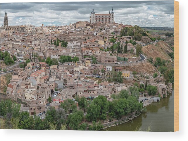 The Alcázar Of Toledo Wood Print featuring the photograph Skyline of Toledo Spain by Douglas Wielfaert
