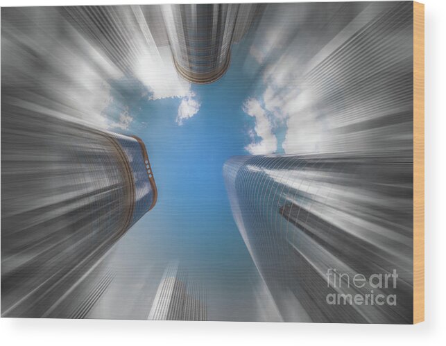 Houston Wood Print featuring the photograph Skyscrapers in Motion II by Raul Rodriguez