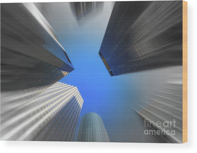 Houston Wood Print featuring the photograph Skyscrapers in Motion III by Raul Rodriguez