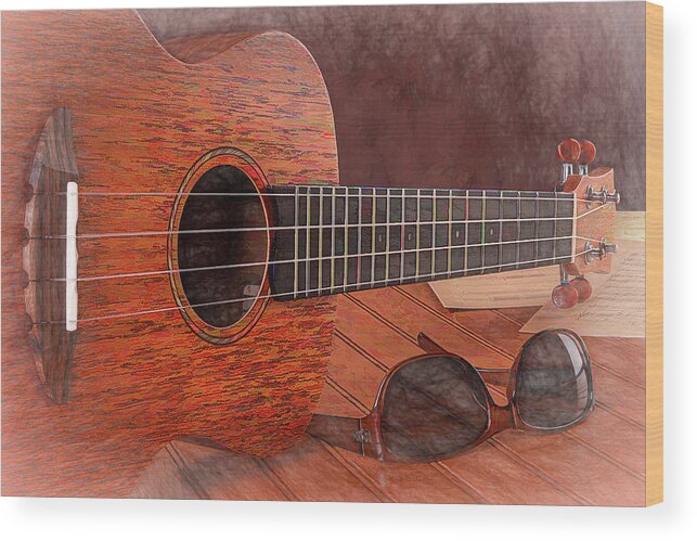 Acoustic Wood Print featuring the photograph Small Guitar and Shades by Tom Mc Nemar