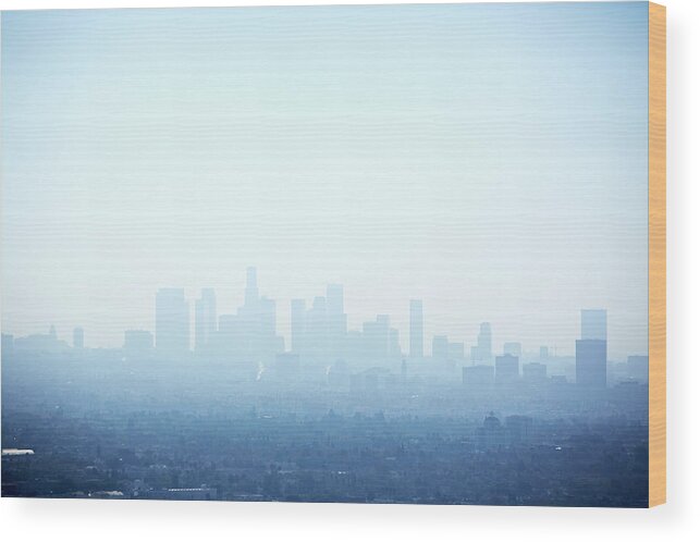 Risk Wood Print featuring the photograph Smog Pollution Over Los Angeles by Ballyscanlon