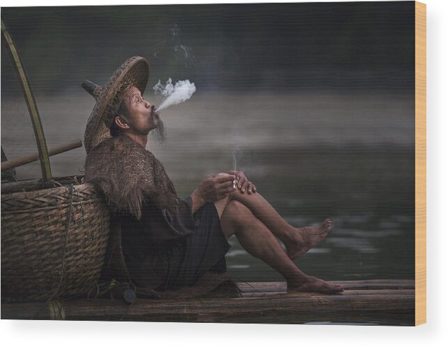 Hat Wood Print featuring the photograph Smoke by Manik Grover