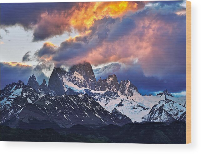 Patagonia Wood Print featuring the photograph Smoking Mountain by Mei Xu