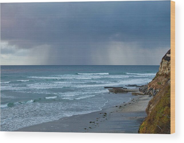 Solana Beach Wood Print featuring the photograph Solana Beach Storm Clouds by Catherine Walters