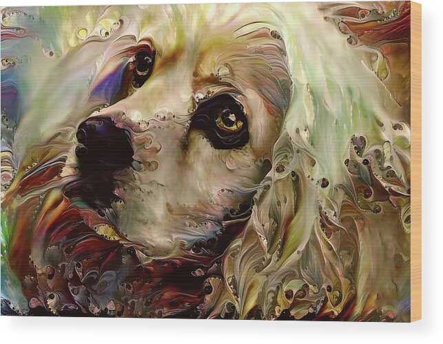 Cocker Spaniel Wood Print featuring the digital art Soulful Cocker Spaniel by Peggy Collins