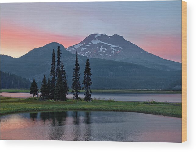 South Sister Wood Print featuring the photograph South Sister in the Three Sisters Wilderness from Sparks Lake, Oregon by Scenic Edge Photography