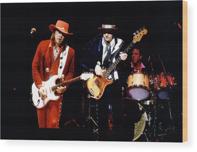 1980-1989 Wood Print featuring the photograph Srv & Double Trouble Performing by Larry Hulst