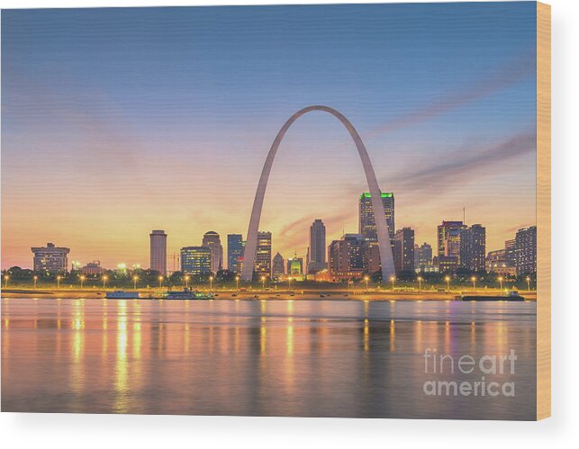 Arch Wood Print featuring the photograph St. Louis, Missouri, Usa Downtown by Sean Pavone