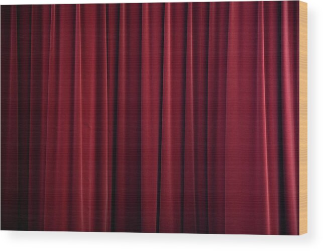 Textured Wood Print featuring the photograph Stage Curtain Red Velvet by Mlenny