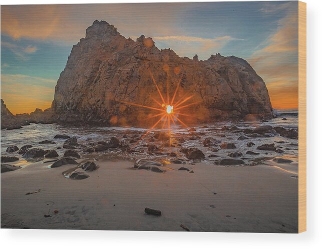 Sunset Wood Print featuring the photograph Star at Sunset by Pankaj Bhargava by California Coastal Commission