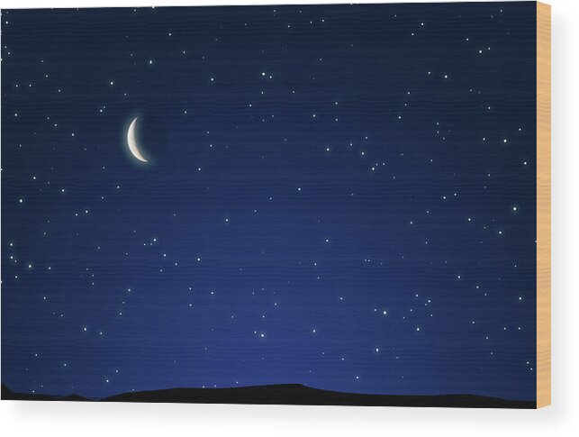 Crescent Wood Print featuring the photograph Starry Night by Soubrette