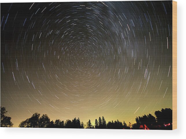Tranquility Wood Print featuring the photograph Stars Trails, Cherry Springs State Park by Photograph By Arunsundar