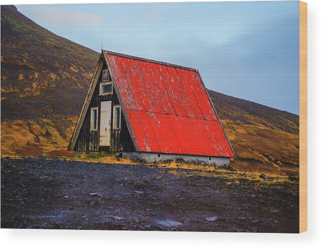 Iceland Wood Print featuring the photograph Steep Roof Barn Western Iceland by Deborah Smolinske