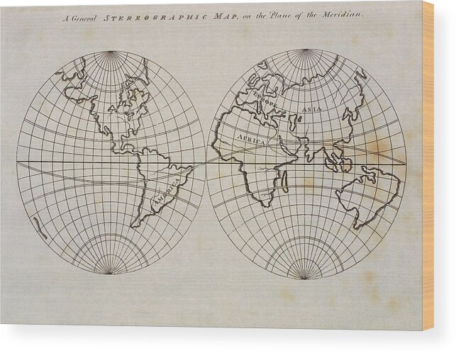 Latitude Wood Print featuring the photograph Stereographic Map by Comstock