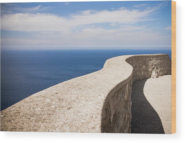 Curve Wood Print featuring the photograph Stone Curved Balustrade By The Sea by Light Thru My Lens Photography