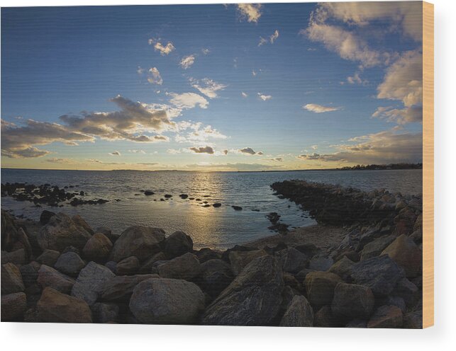 Stonington Point Wood Print featuring the photograph Stonington Point on the Rocks - Stonington CT by Kirkodd Photography Of New England