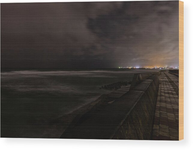 Sea Wall Wood Print featuring the photograph Storm Chasing by Eric Hafner