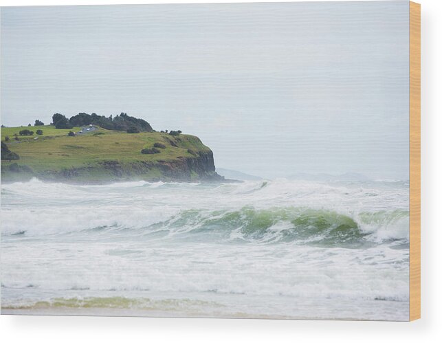 Tide Wood Print featuring the photograph Storm Swell Waves On A Beach by David Freund
