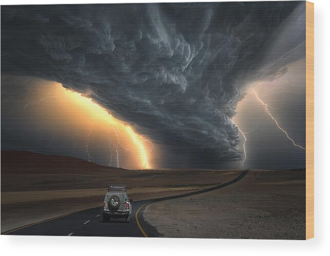 Jeep Wood Print featuring the photograph Stormroad by Marcel Egger