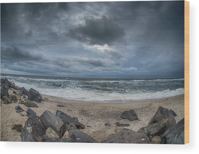 Sandy Hook Wood Print featuring the photograph Stormy Sandy Hook by Alan Goldberg