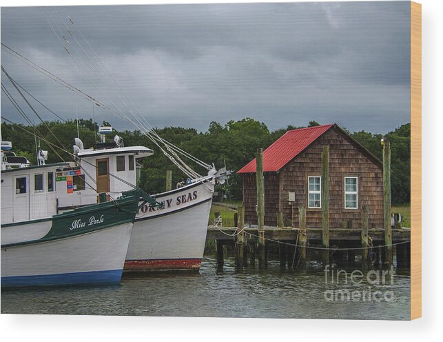 Stormy Seas Wood Print featuring the photograph Stormy Seas Shem Creek by Dale Powell