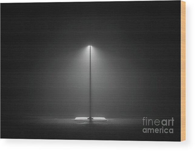 Art Wood Print featuring the photograph Street Lamp At Night by Luis Zuniga