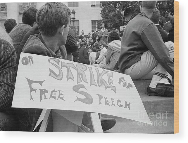 People Wood Print featuring the photograph Students On Strike For Free Speech by Bettmann