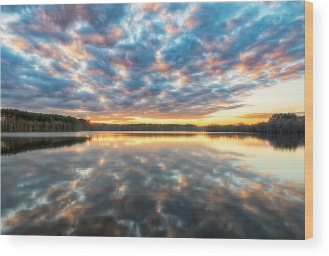 Sunset Wood Print featuring the photograph Stumpy Kinda of Reflection by Russell Pugh