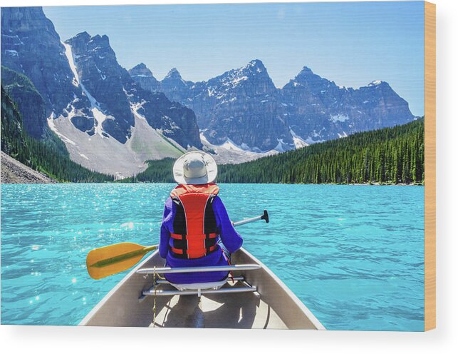 Moraine Lake Wood Print featuring the photograph Summer Day on Moraine Lake by Douglas Wielfaert