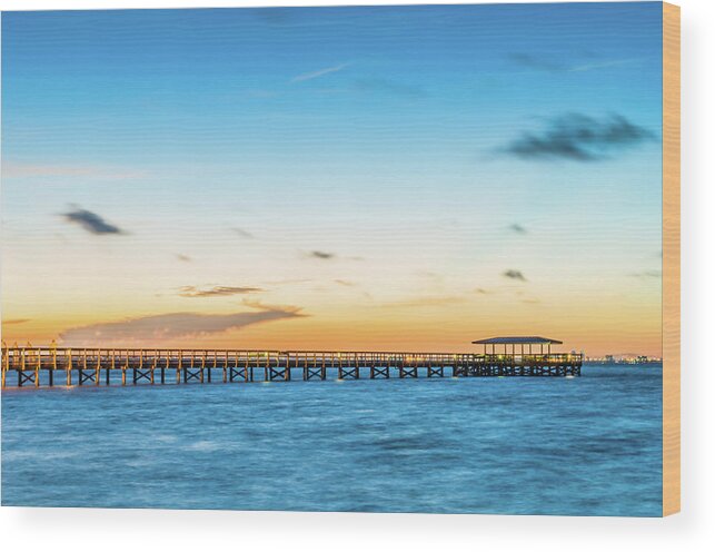 Clouds Wood Print featuring the photograph Sunrise at Safety Harbor Pier by Joe Leone