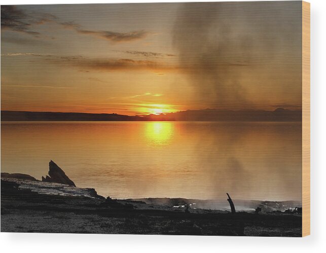 Yellowstone Wood Print featuring the photograph Sunrise on Lake Yellowstone by Ronnie And Frances Howard