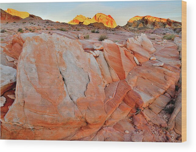 Valley Of Fire State Park Wood Print featuring the photograph Sunrise on Valley of Fire State Park by Ray Mathis