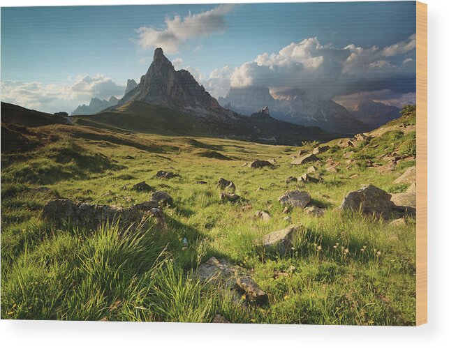 Tranquility Wood Print featuring the photograph Sunset At Giau Pass by Matteo Colombo