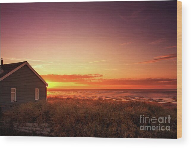 Snettisham Beach Wood Print featuring the photograph Sunset at Snettisham Beach, Norfolk by John Edwards