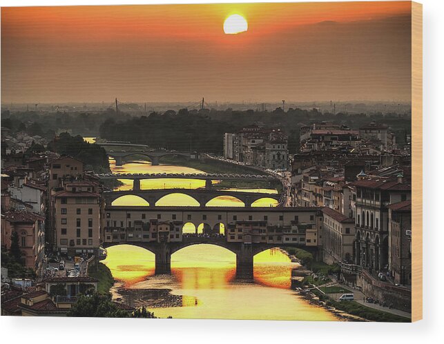 Sunset Wood Print featuring the photograph Sunset In Florence by Giuseppe Torre