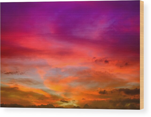 Orange Color Wood Print featuring the photograph Sunset by Kertlis