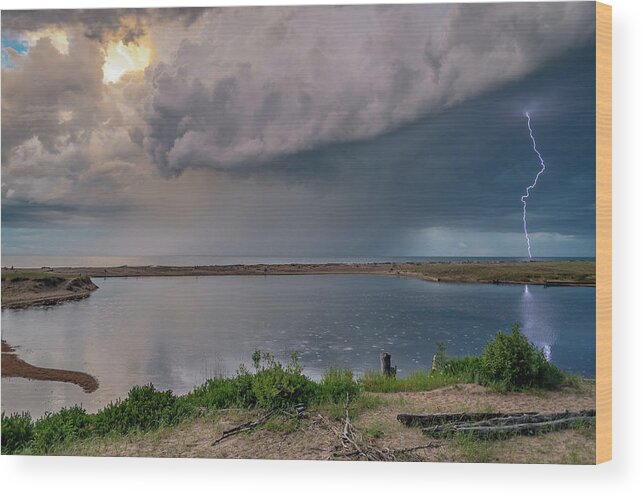 Grand Marais Mi Wood Print featuring the photograph Sunshine and Lightning by Gary McCormick