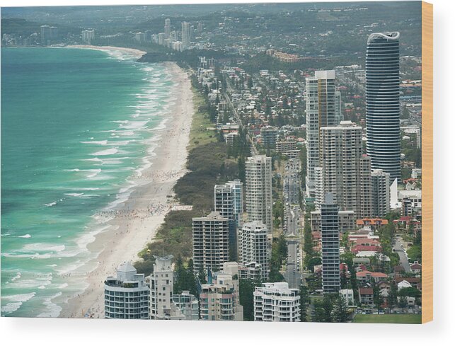 Water's Edge Wood Print featuring the photograph Surfers Paradise, Gold Coast, Australia by 4fr