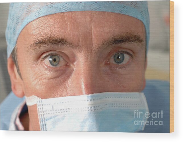 Blue Wood Print featuring the photograph Surgeon by Medicimage / Science Photo Library