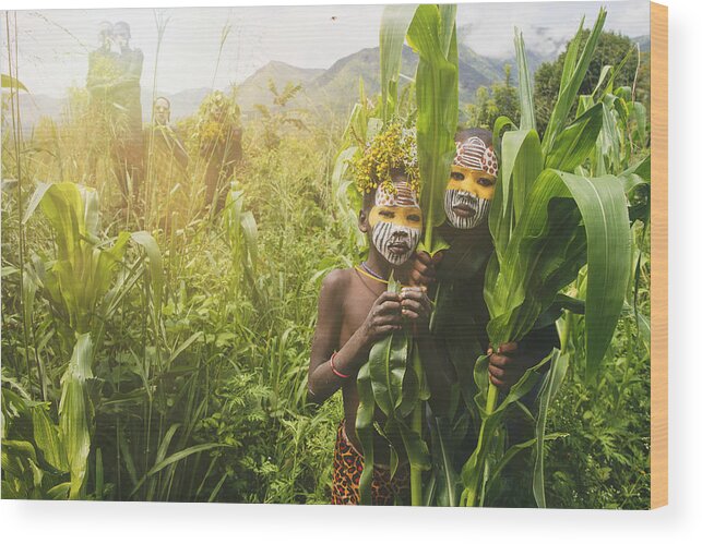 Ethiopia Wood Print featuring the photograph Surma Colors by Svetlin Yosifov