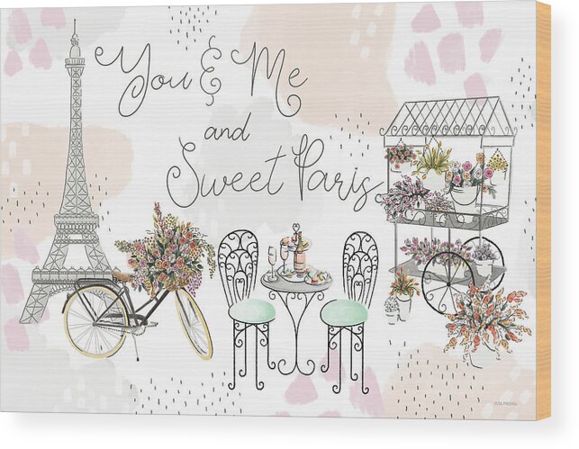 Bistro Wood Print featuring the painting Sweet Paris I by Laura Marshall