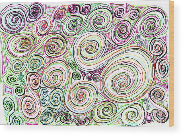 Swirls Wood Print featuring the drawing Swirls by Corinne Carroll